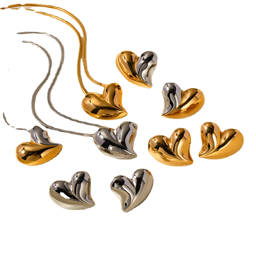 INS style Europe and the United States new 18K gold exaggerated big love shaped earrings stainless steel for women do n