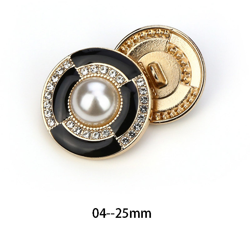 Custom luxurious Flower cutout metal Round Button for Garment Retro Vintage Alloy Coat Pearl Suit Jacket Rhinestone Buttons