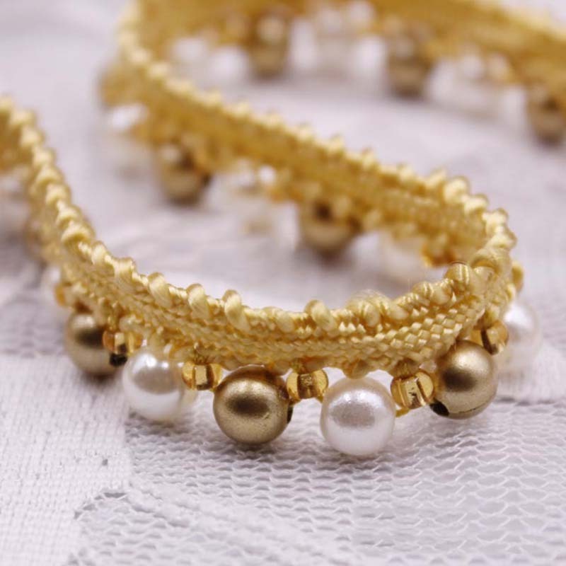 6mm diy garment accessories pearl lace fabric beaded handmade wedding dress hem webbing hat ribbon decorative knitted lace trims