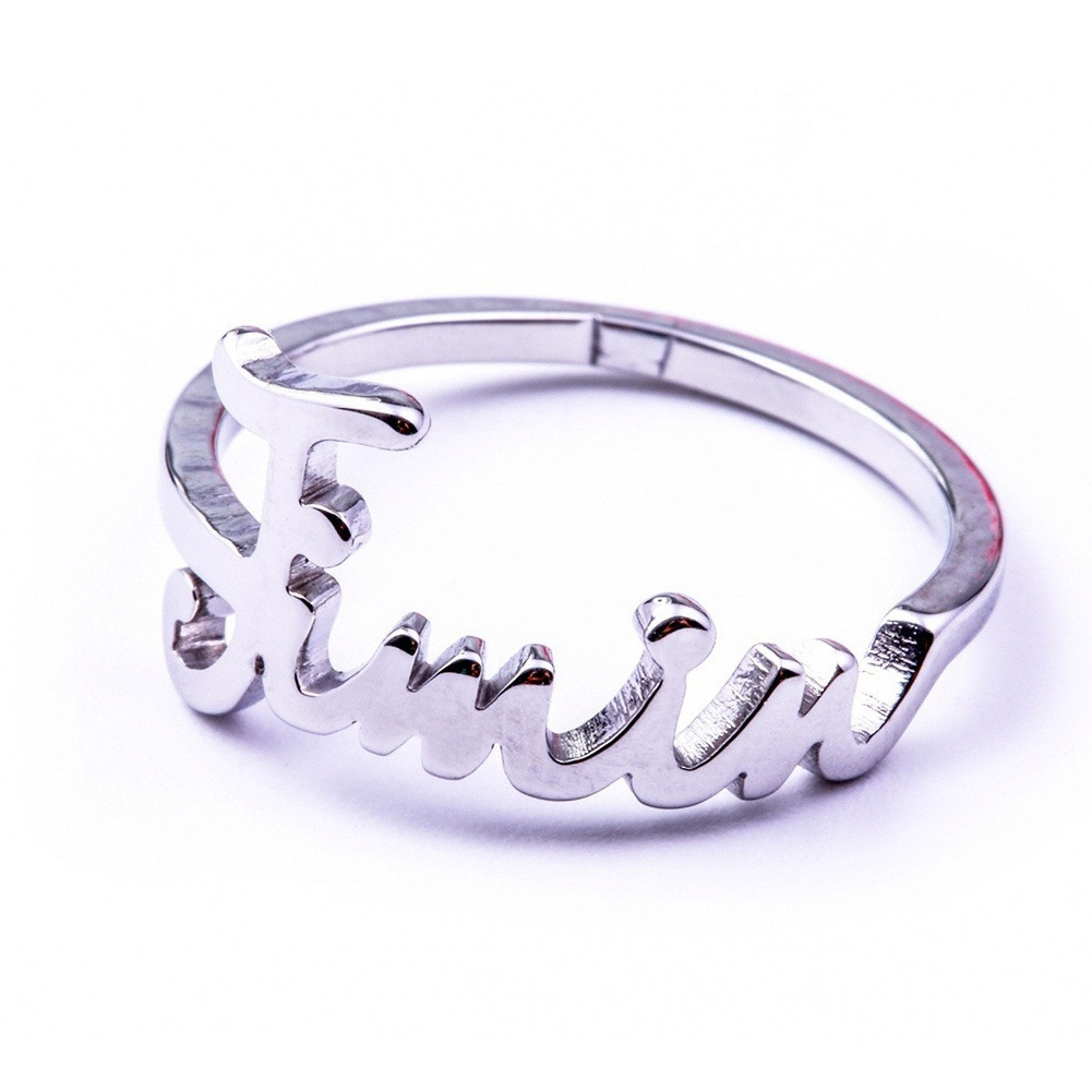 Fashion metal alloy jewelry alphabet letter finger ring cheap plating women men boy girl free size round two letter V J rings