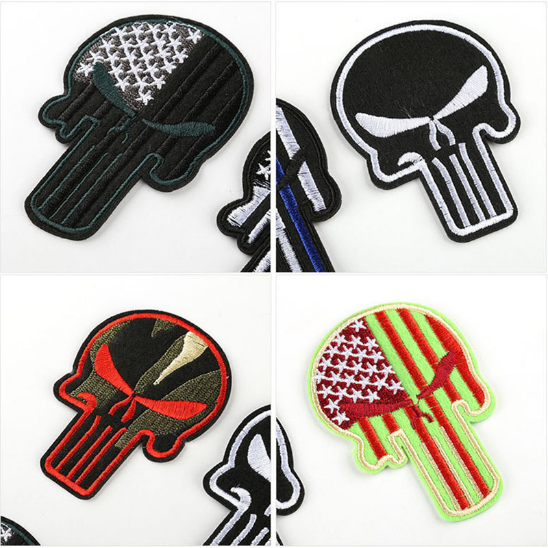 Various skull heads pattern Embroidery Clothing accessories small Patches with glue Clothing jeans hat shoes use