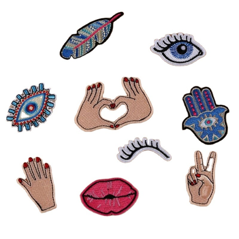 Eyes and eyelashes patch Embroidery Children Clothing accessories Hand series patches custom iron on