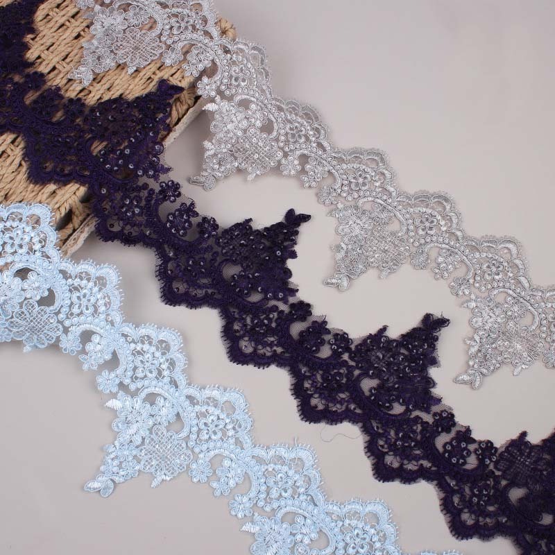 diy garment polyester gold white car bone home textile bedding fabric embroidered wedding dress sequined beaded costume lace