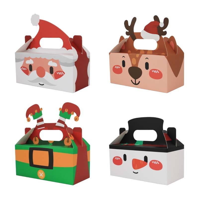 Portable Christmas Rectangular Folding gift Paper Box bag home baking candy Chocolate Nuts Cookies pastry packing paper Boxes