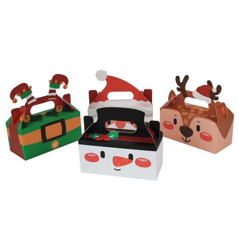 Portable Christmas Rectangular Folding gift Paper Box bag home baking candy Chocolate Nuts Cookies pastry packing paper Boxes