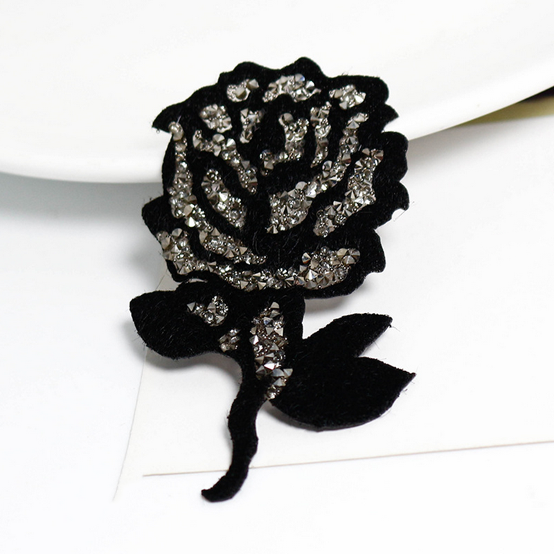 Fashion Rhinestone Rose Flower Cartoon Pattern Hot-fix Rhinestone Patch Sticker Apparel Applique motif hot melt rhinestones