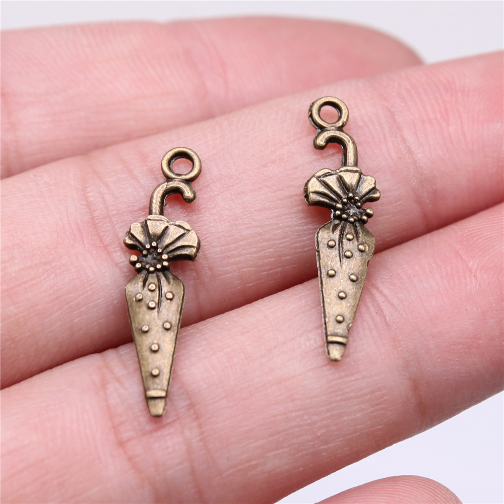 200pcs/bag 7x26mm Antique Silver Plated Zinc Alloy Umbrella Charms Pendants ABD-C13820