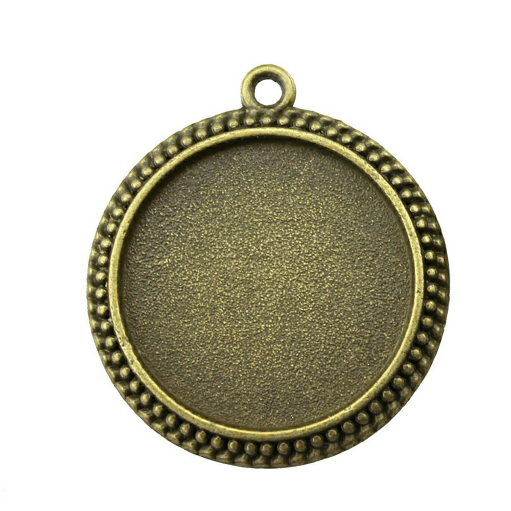 50pcs/bag 25mm Inner Size Round Simple Style Cameo Cabochon Base Setting Pendant Tray For Jewelry Making F-C10024