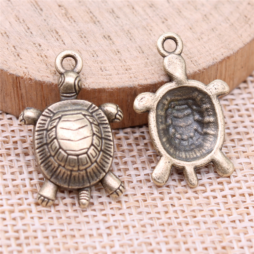 WYSIWYG 100pcs/bag 24x16mm Sea Turtle Charms For Jewelry Making ABD-C15475