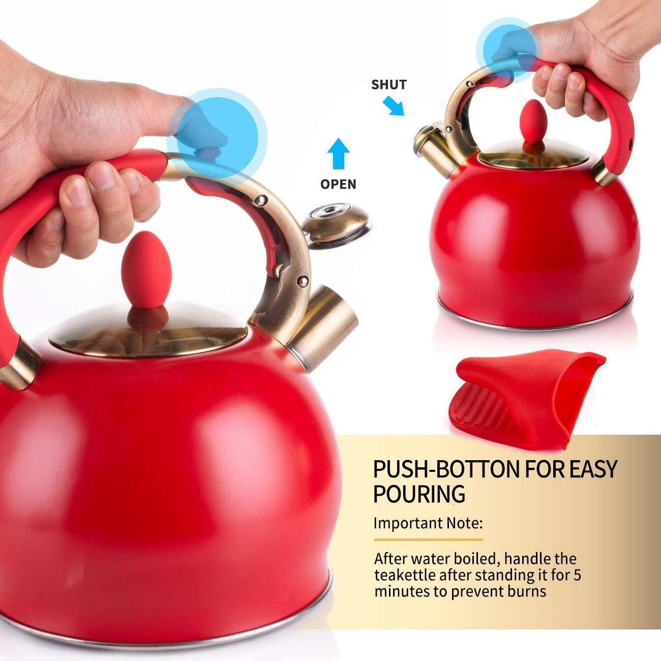 Hausroland silicone handle stainless steel whisting kettle camping water stove top whistling teapot arab tea kettle