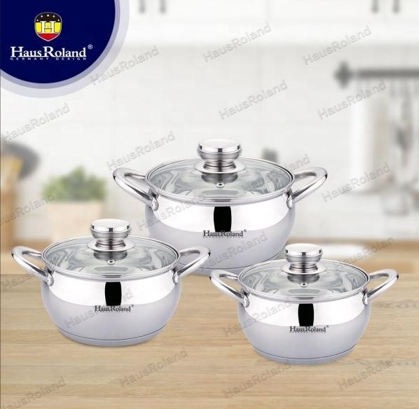 HausRoland guangdong jiangmen custom logo nonstick cooking soup pan insulated non stick pot set cookware set cooking