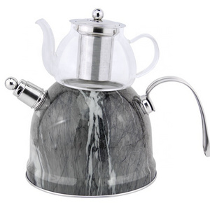 Hausroland luxury portable glass teapot stainless steel whistling kettle stainless steel