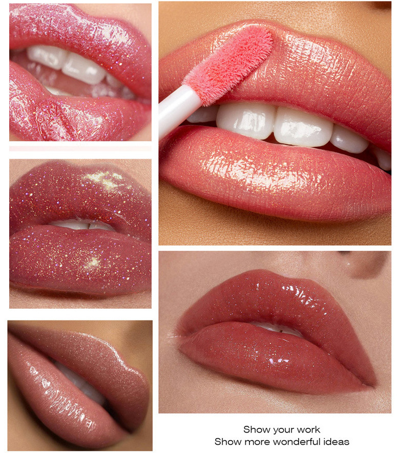 Private Label Two Layers Mix Colors Lip gloss Big Brush Fat Lip Oil Bee wax vegan Non-Sticky Plump lipstick Lip Makeup