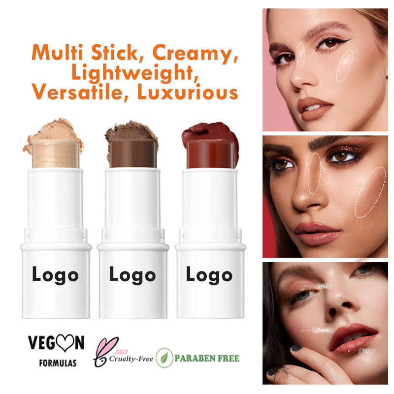 High Glow Contour Blush Stick Private Label Small Batch Vegan Custom No Logo Cosmetic Highlighter Blush Cosmetic Stick