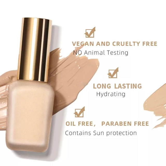 30ML Golden Liquid Foundation Matte Waterproof SPF15 LOW MOQ Private Brand Cream Full Covering Concealer Oil Control Foundation