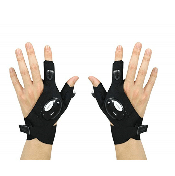 2022 Factory Price Sports Night Light Waterproof Fingerless Fishing Cycling Gloves With LED Flashlight