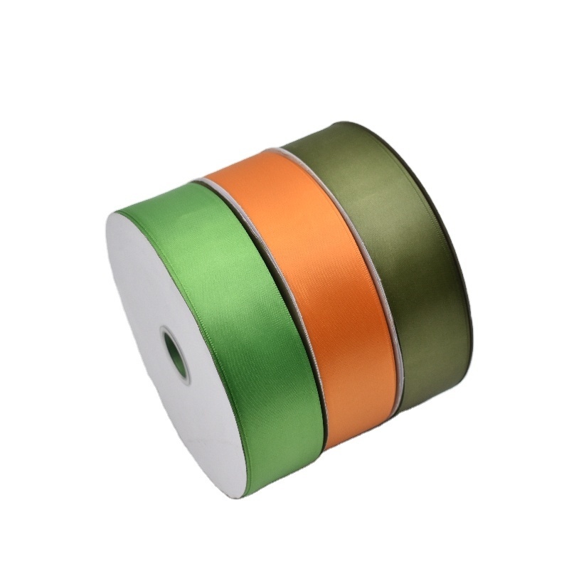 Hanfan Factory 4cm Polyester Multi-color Stocked Wholesale Polyester Single Faced Woven Satin Ribbon