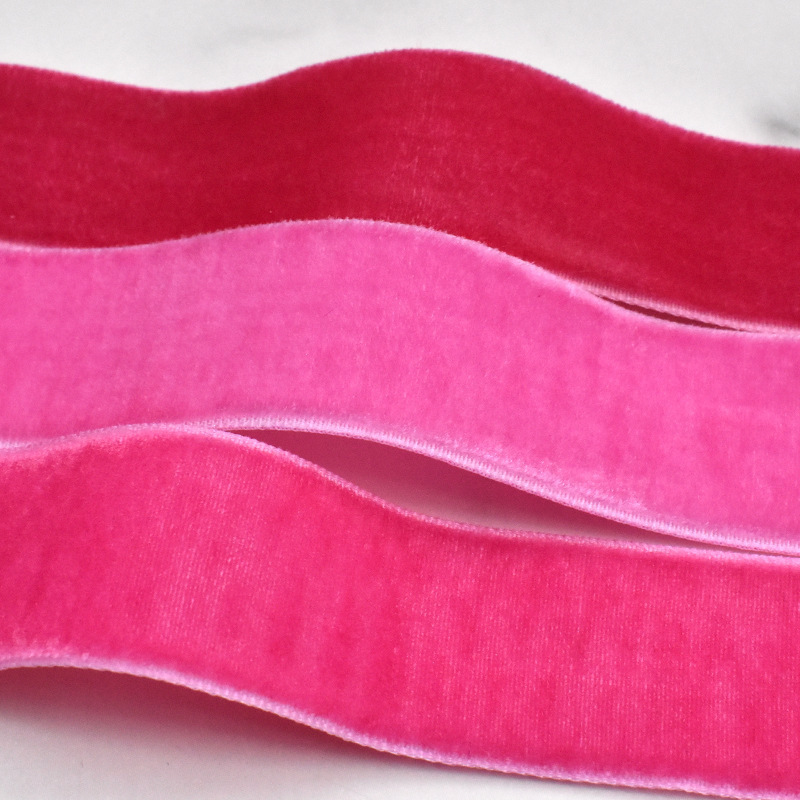 Hanfan Factory Stock None Stretch Velvet Ribbon Polyethylene Flocked Single Face 100% Polyester Ribbon