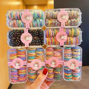 60pcs/box children's high elastic hair binding rubber band Korean princess hair accessories cute thumb ring wholesale