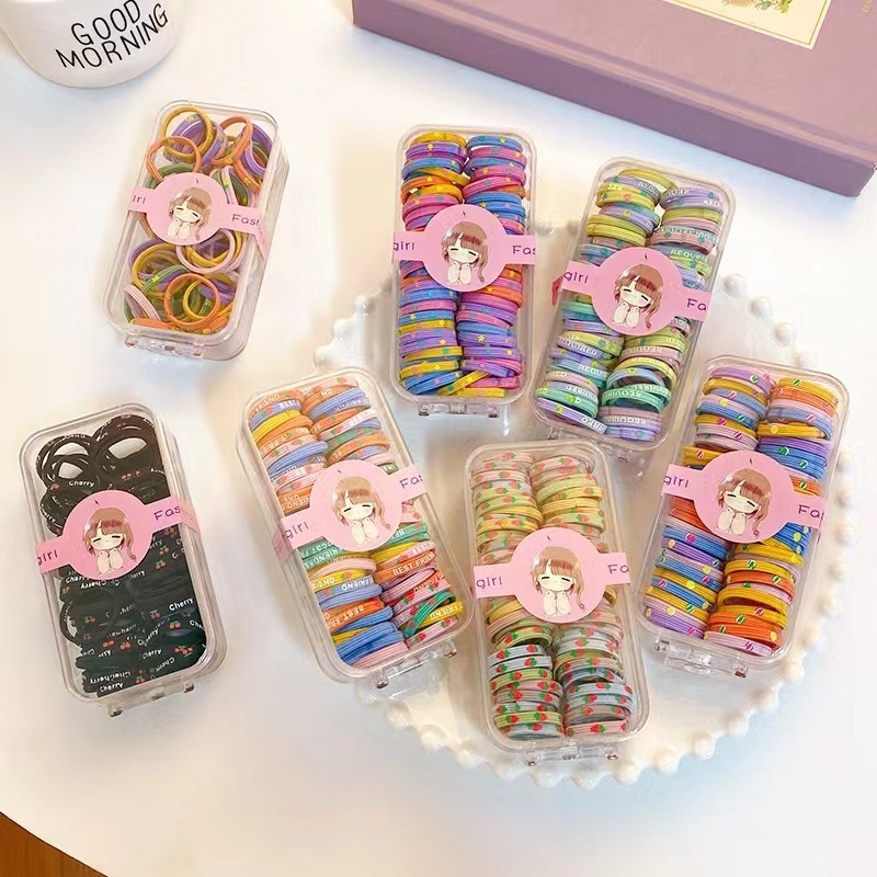 60pcs/box children's high elastic hair binding rubber band Korean princess hair accessories cute thumb ring wholesale