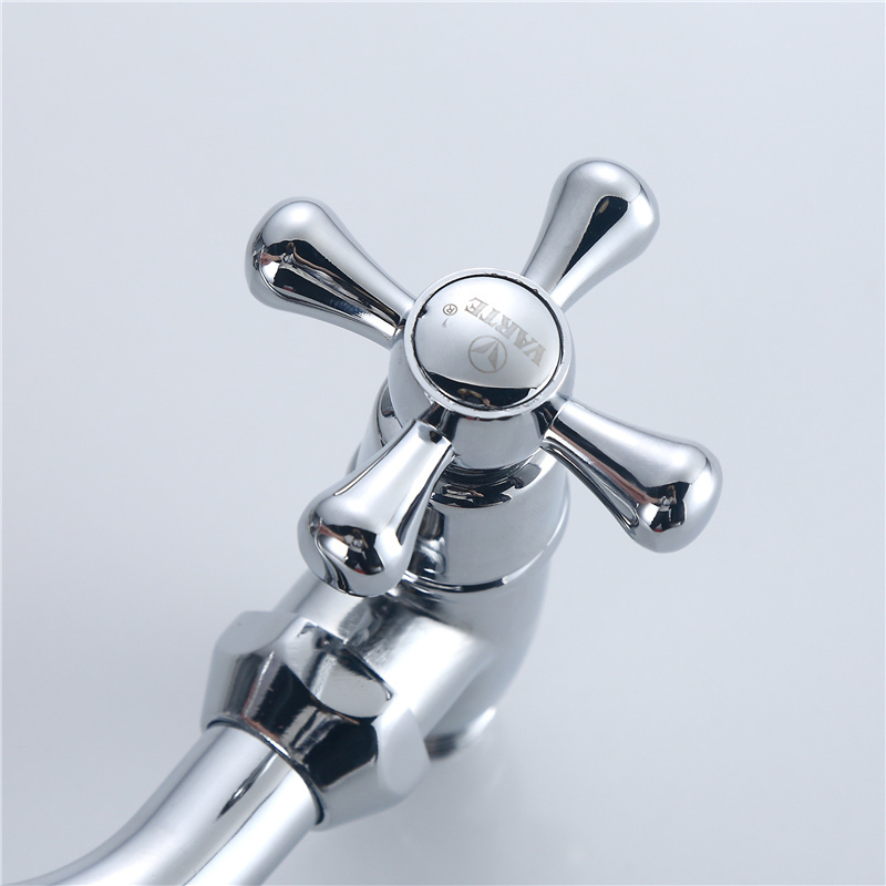 Horizontal U -shaped water pipes entering the wall, cross -handed zinc alloy copper valve core quickly open single cold faucet