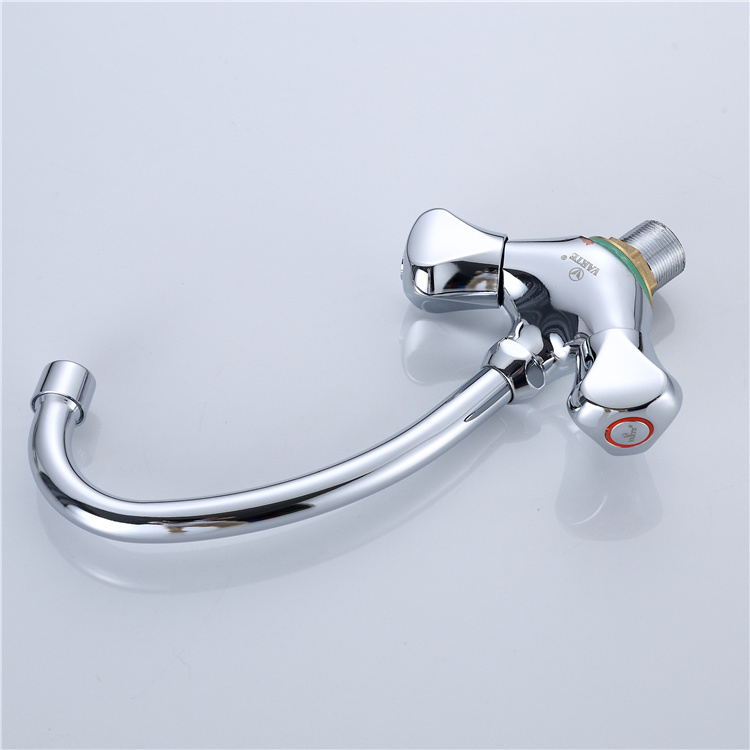 China Factory Direct Sale Stainless Steel Spout Dual Hand Wheel Kitchen Water Faucet