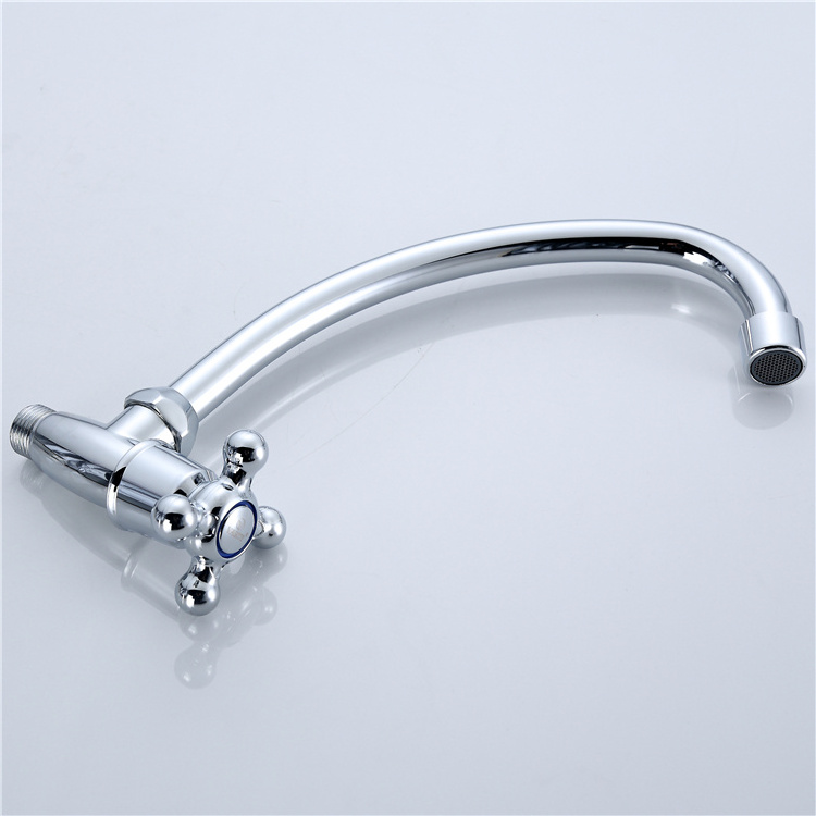 Horizontal single-cooled bin faucet zinc alloy body plastic hand wheel copper valve core stainless steel el pipe plated chrome