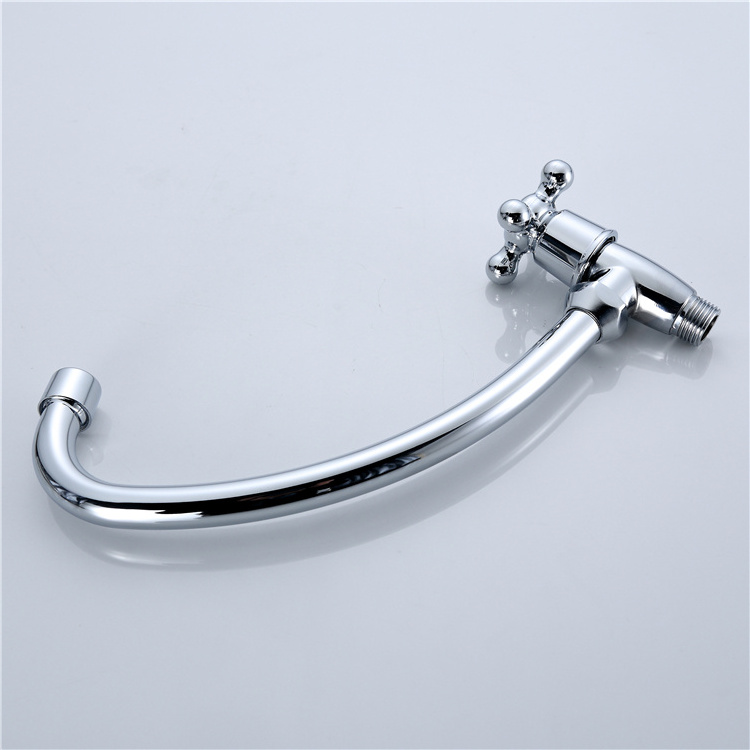 Horizontal single-cooled bin faucet zinc alloy body plastic hand wheel copper valve core stainless steel el pipe plated chrome