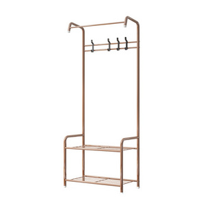 Cheap Modern Multi Function Metal Free Standing Clothes Hanger  Entryway Coat rack With Hook and Shoe Stand Bench