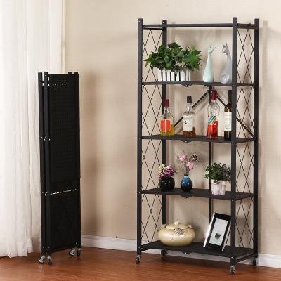 Heavy duty foldable storage shelves large capacity shelving unit freestanding no assembly metal wire shelf rack with wheels