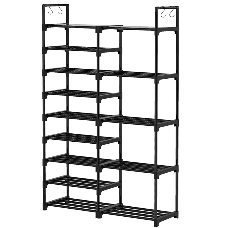 stackable Metal Shoe Rack factory Shoe Shelf Shoe Storage Organizer with Side Hooks for Entryway 30 Pairs