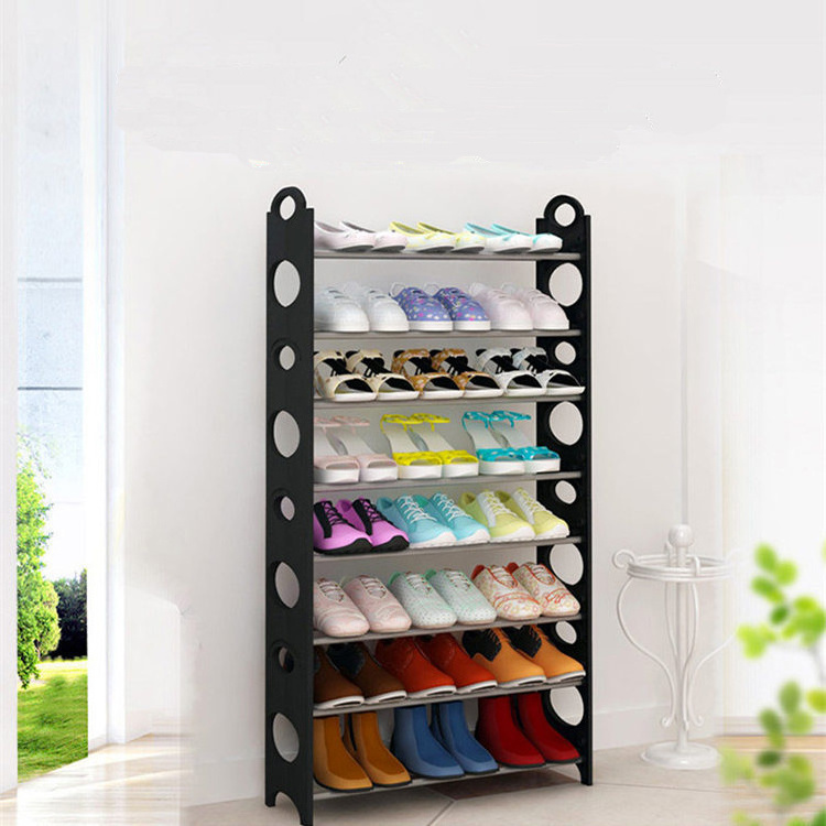 Black stackable shoe rack  Free Standing Adjustable shoe Organizer Space Saving 10 Tiers Shoe Rack for home