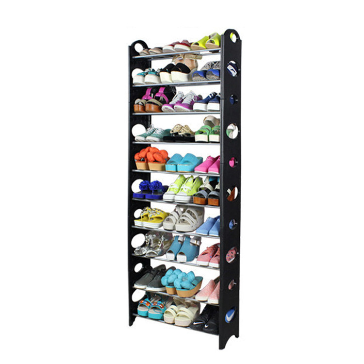 Black stackable shoe rack  Free Standing Adjustable shoe Organizer Space Saving 10 Tiers Shoe Rack for home