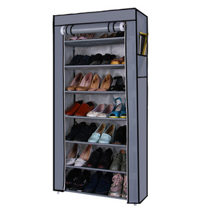 Non woven shoe rack portable organizer canvas shoe cabinet space saving metal shelf shoe rack with cover