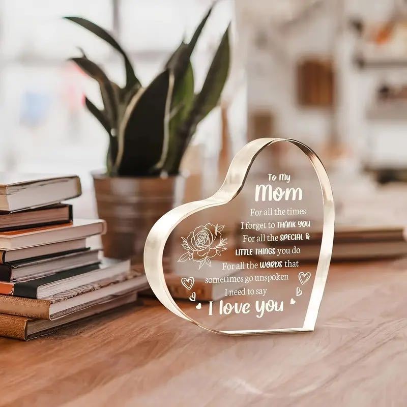 Heart shaped acrylic plaque Mother's Day gift commemorative gift family room living room office decoration