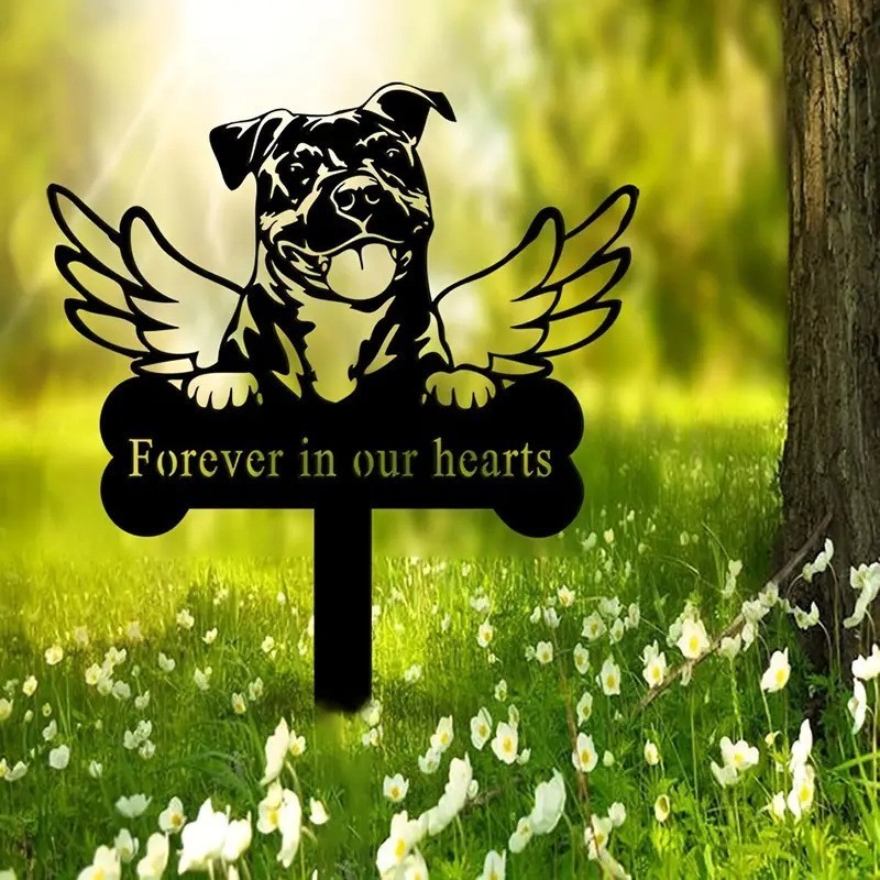 American Bitdog Memorial Post Metal Post Compassion Mark Tomb Mark Outdoor Pet Garden Decoration