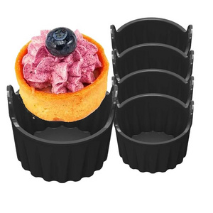 4 PCS Reusable Large Muffin Ramekins Air Fryer Silicone Cake Mold Non-Stick Air Fryer Silicone Egg Mold