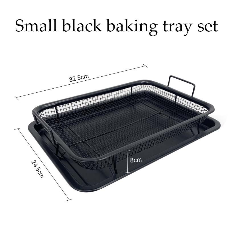 One Set Rectangle Crisper Basket Air Fry Baking Tray For Oven Non-Stick Stainless Steel Air Fryer Basket And Tray