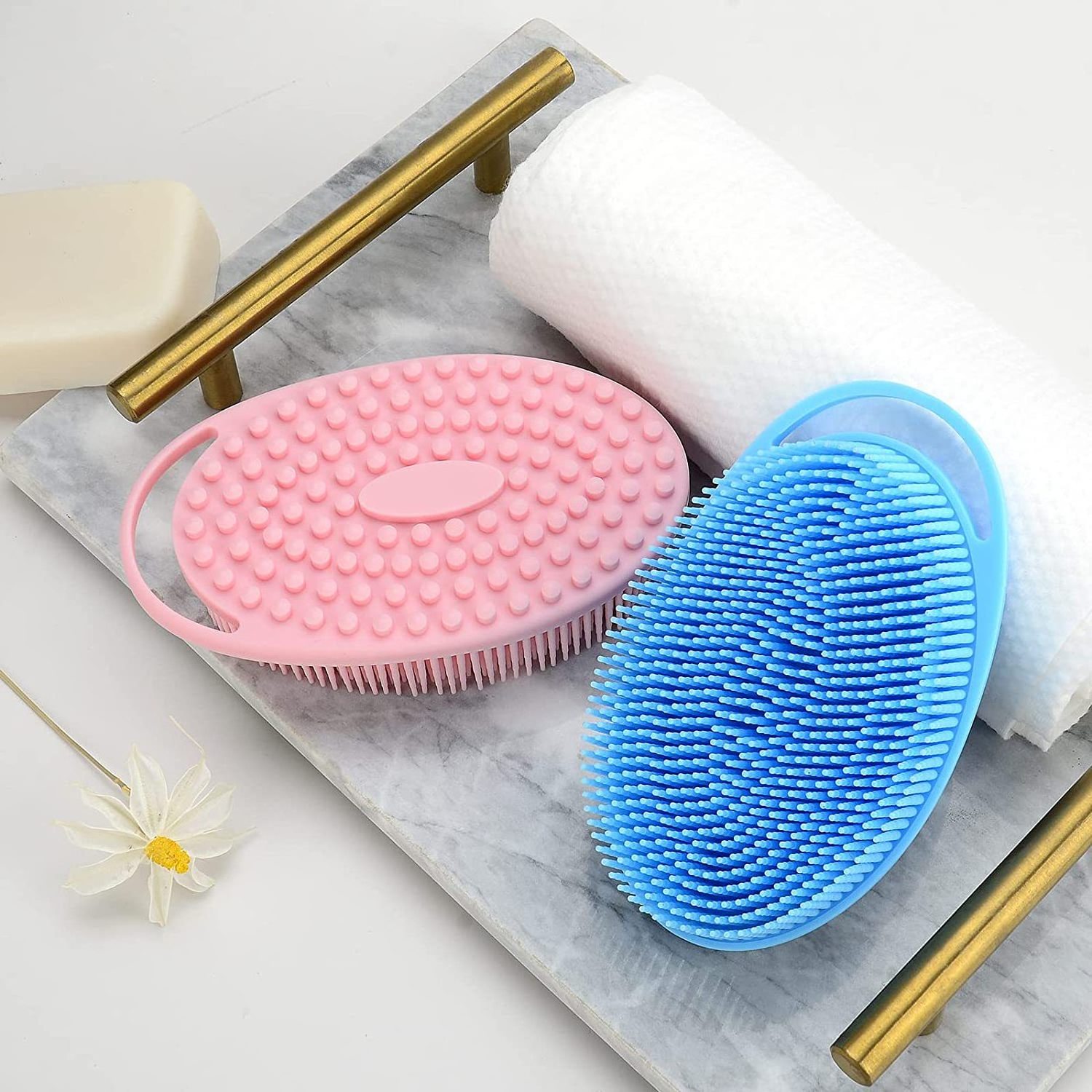 Wholesale Silicone Body Brush Shower Scrubber Double Sided Exfoliating Massage Body Wash Brush