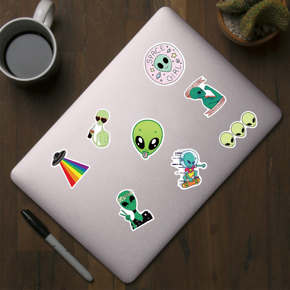 HOYO 50 Pcs/Packet Alien Stickers,  NASA Space Creature Stickers Decals for Laptop Keyboard Phone Luggage