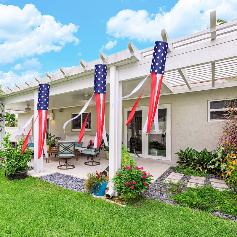 40 Inch 4th of July Decor Patriotic Fourth of July Garden Supplies Outdoor Decoration USA American Flag Windsock