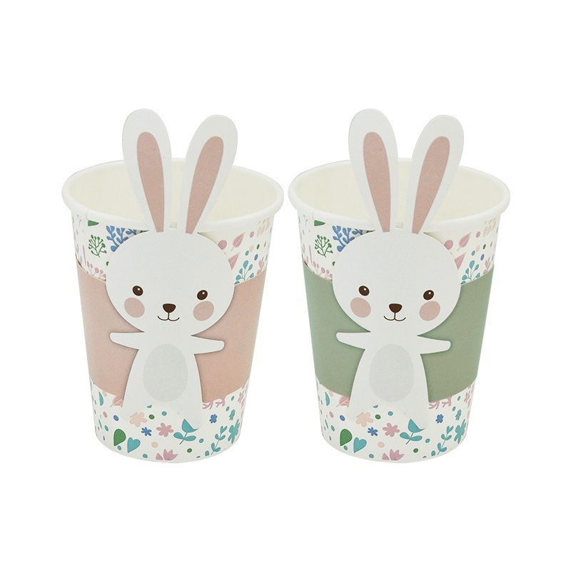 Easter Disposable Cartoon Cute Rabbit Children's Birthday Party Dinner Plate Napkins 9oz Paper Cup Tableware Set