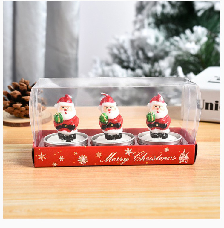 Santa Claus Paraffin Wax Painted Tree Candle Gift Set Christmas Snowman Holiday Party Props Decoration Candles