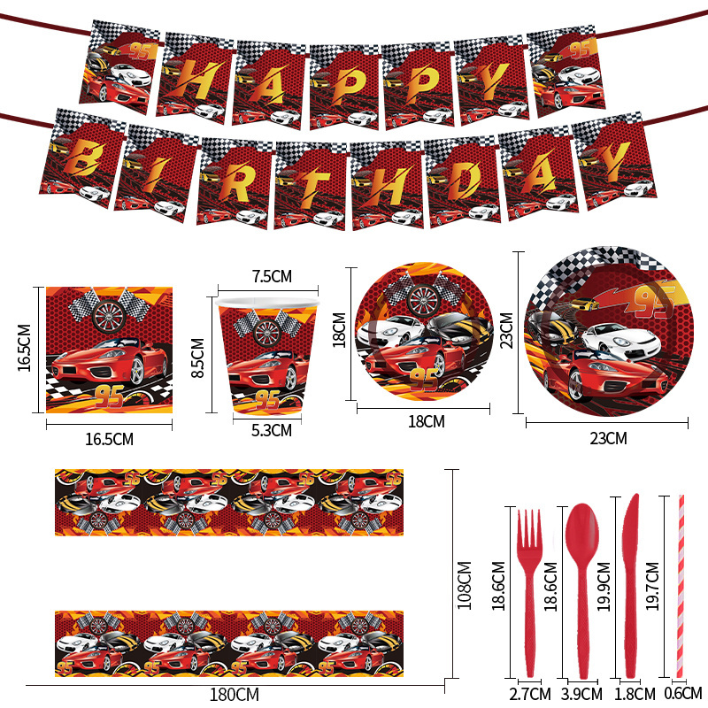 Race Car Themed Birthday Party Tableware Set and Decorations Party Supplies for Kids Boy Birthday