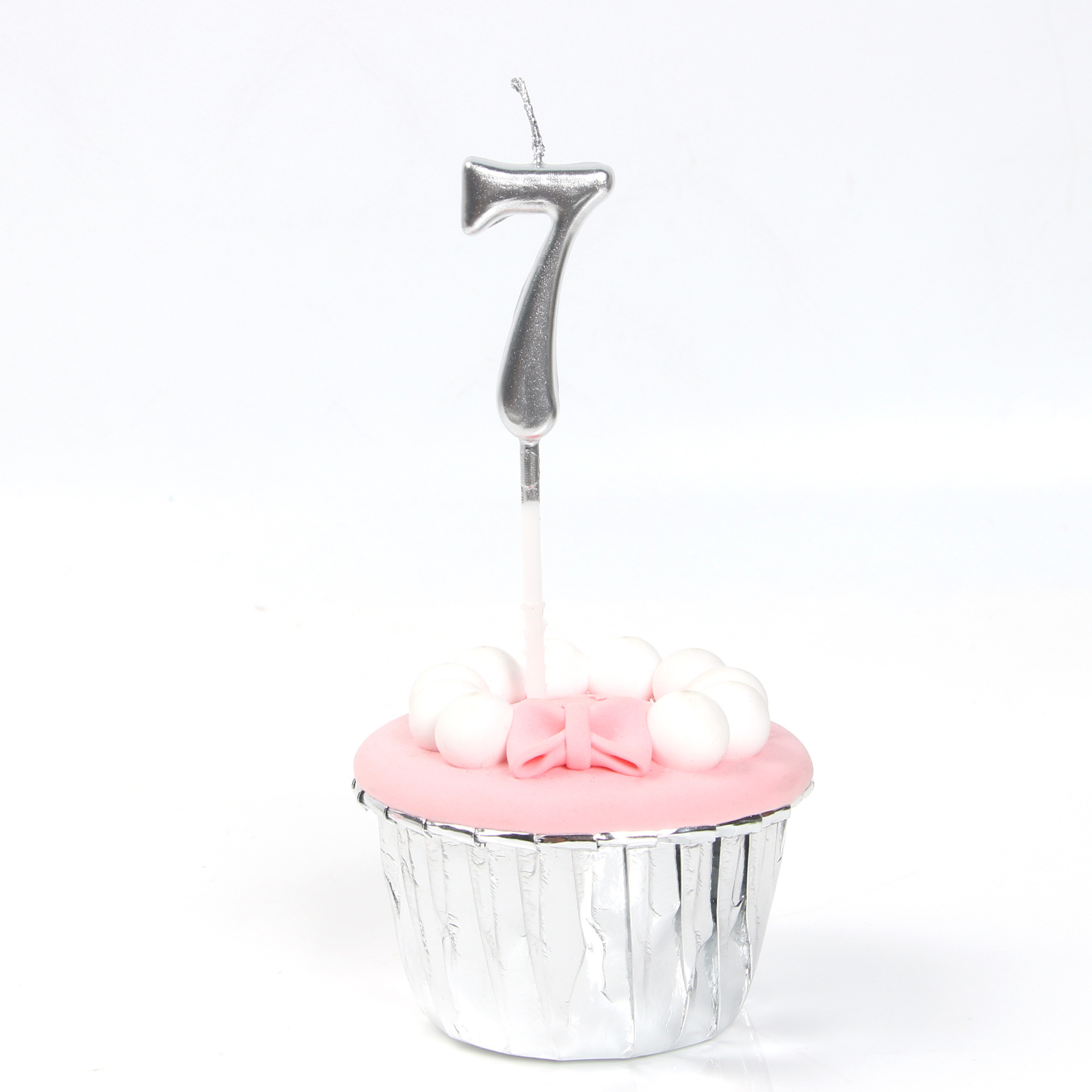 4.5cm Metallic Cupcake Decor Novelty Birthday Number Candle 0-9 Silver Party Cake Decoration Numeral Candle For Kids