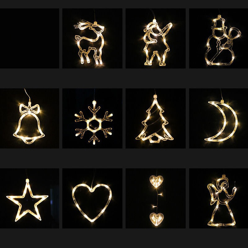 Plastic Luminous Led Christmas Light String Window Suction Cup Chandelier Creative Decoration Light String Scene Layout Lantern