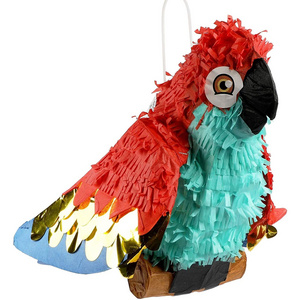 OEM ODM Animal Design Wholesale Pinata Festival Decoration Mexico Small Parrot Pinata for Pirate Birthday Party 14.5In