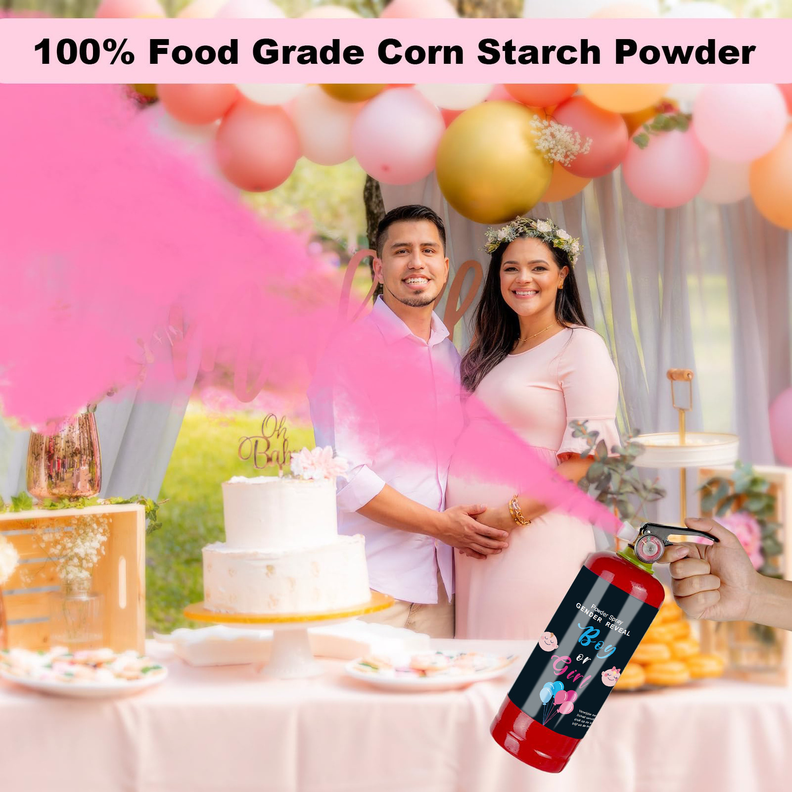 1kg/2.5kg Surprise Gender Reveal Pink Blue Smoke Spray Biodegradable Powder Blaster Fire Extinguisher