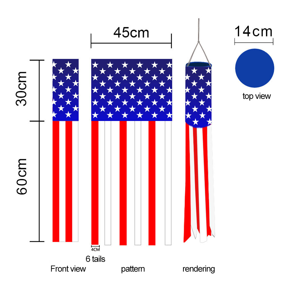 40 Inch 4th of July Decor Patriotic Fourth of July Garden Supplies Outdoor Decoration USA American Flag Windsock