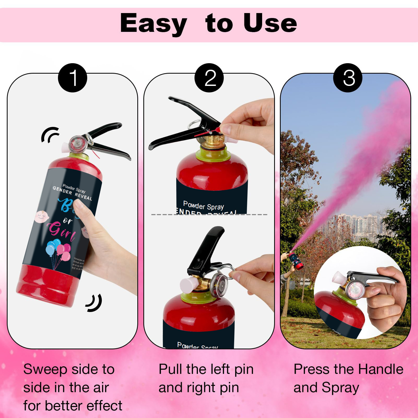 1kg/2.5kg Surprise Gender Reveal Pink Blue Smoke Spray Biodegradable Powder Blaster Fire Extinguisher